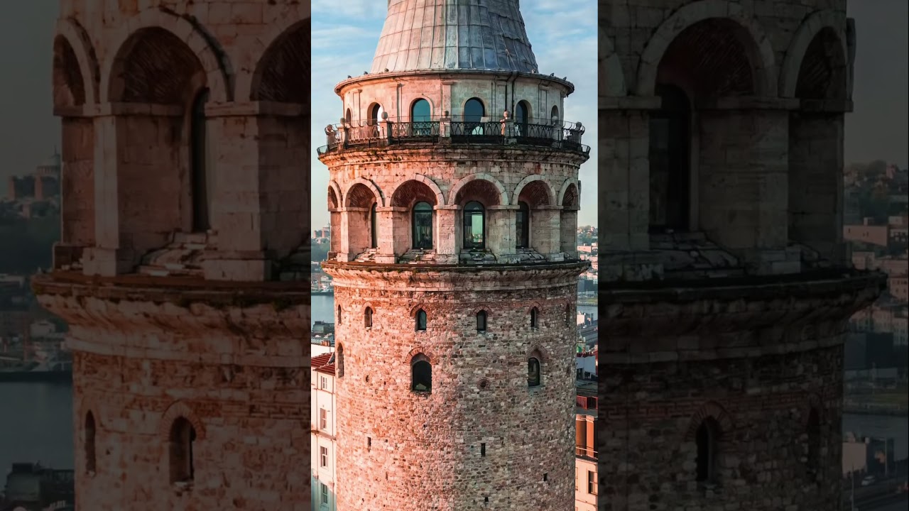 Galata Kulesi&rsquo;nin 48 mp &ccedil;&ouml;z&uuml;n&uuml;rl&uuml;kte tek kare dikey pano en net fotoğrafı, durdurup inceleyin.