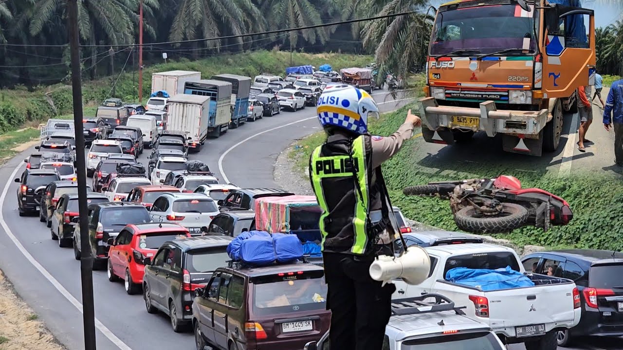 Detik Detik Truck Di Stop Bukit Kodok.Dua Sepeda Terjatuh,Arus Mudik Antrian Sampai Ke Bukit Kodok..