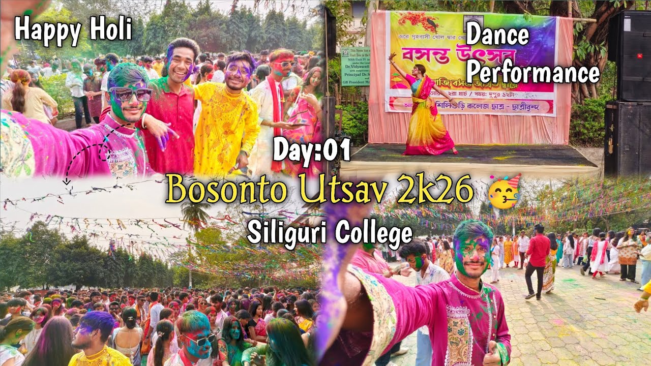 Siliguri College Bosonto Utsav 2k26 🥳 l Happy Holi Guy's 🧡💜💛