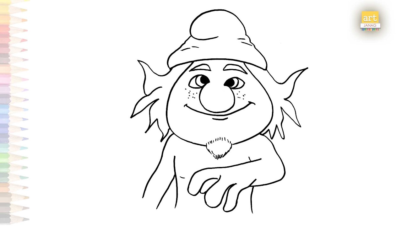 Hackus drawing easy | Outline drawing tutorial | How to draw Hackus Smurfs simply | #artjanag