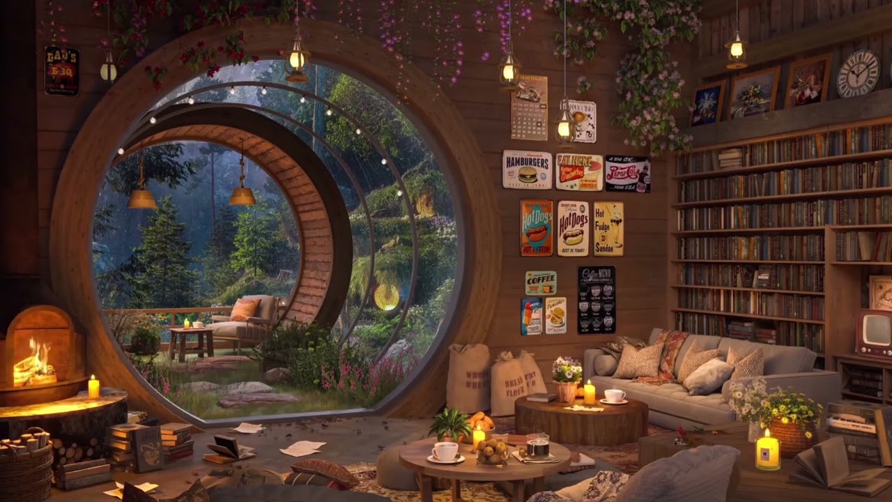 rainy night in a dream cabin 🪵 cozy music to heal your soul and focus