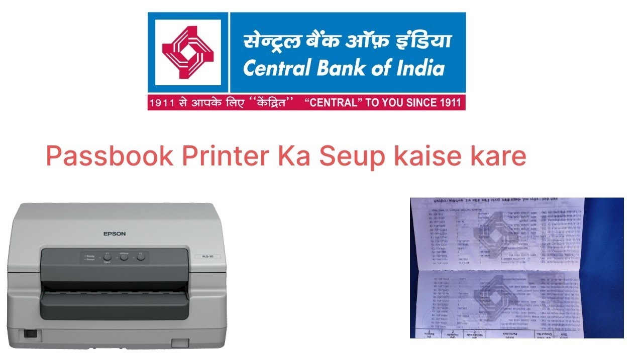 How To Central Bank Of India Passbook Printer Setting Setup