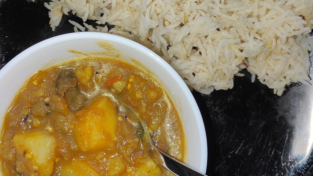 Make lunch with me! Allo bengun with jeera rice! 