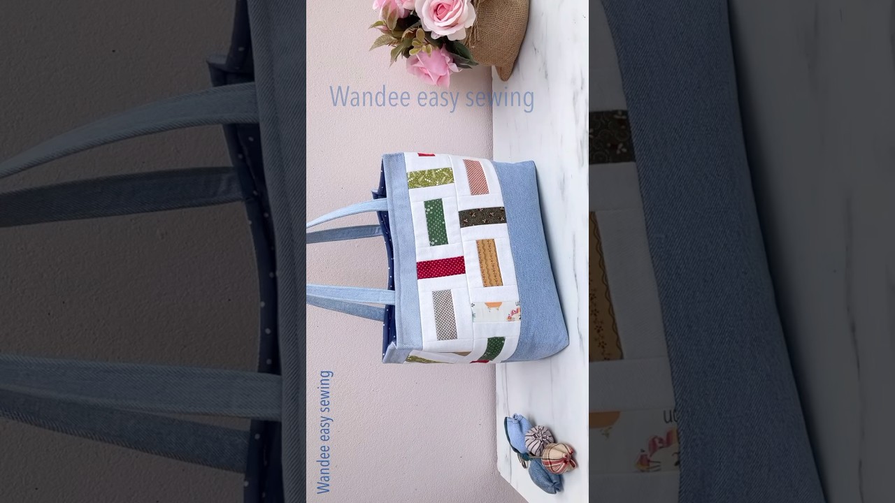 How to sew denim tote bag tutorial #wandeeeasysewing #denimtotebag #diytotebag