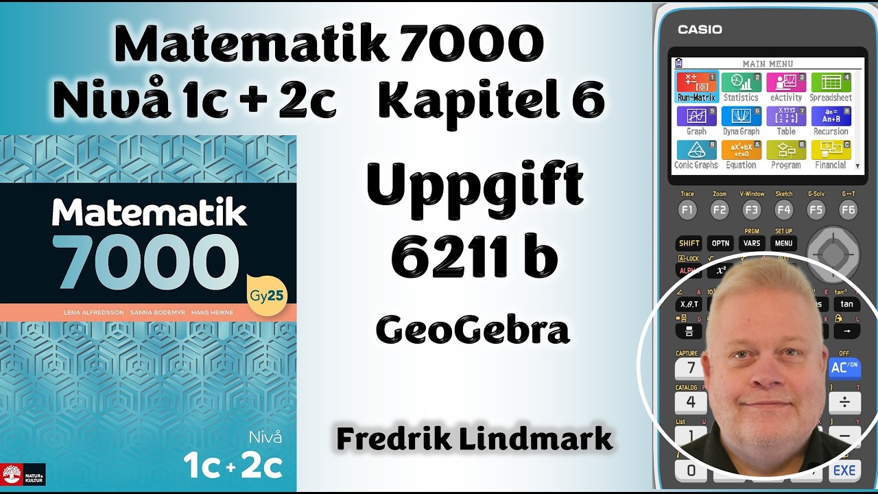 Nivå 1c + 2c Uppgift 6211 b GeoGebra Matematik 7000