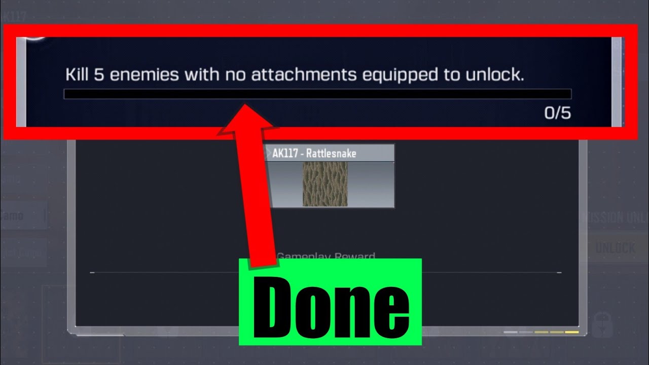 Kill 5 enemies with no attachments equipped to unlock