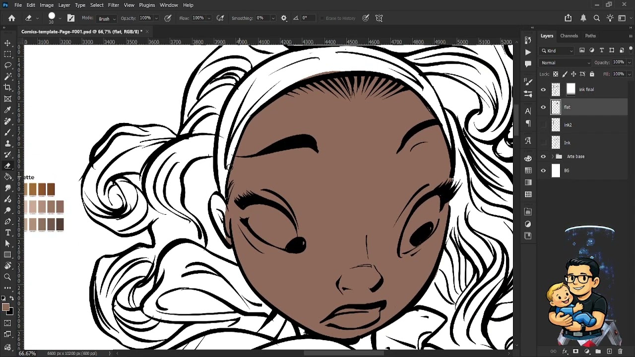 Fazendo a ink(arte final) para uma capa do meu portfólio que trabalho com comic (Part 9/10)