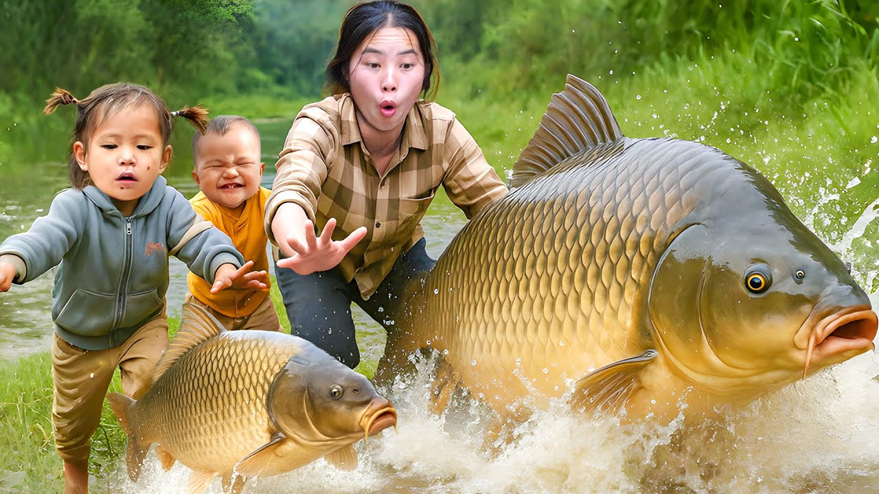 Harvesting a Huge Pond full of Giant Catfish, Carp & Loach by Hand to Sell at the Market