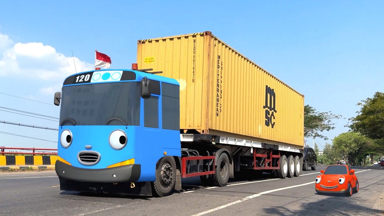 Wow Ada Truk Kontainer Besar, Truk Molen Dan Bus Telolet Basuri Mirip Tayo Dan Sahabatnya