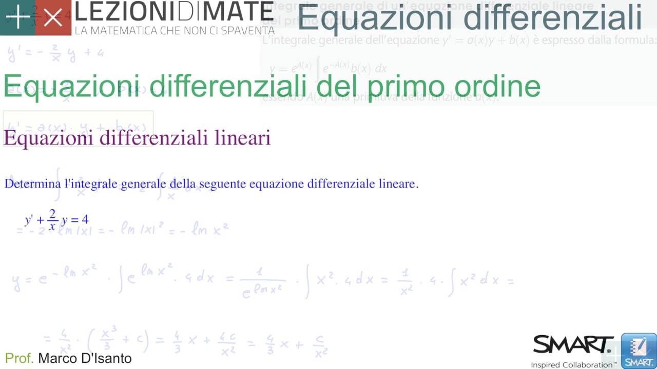 Quinto anno - Equazioni differenziali del primo ordine - Equazioni lineari