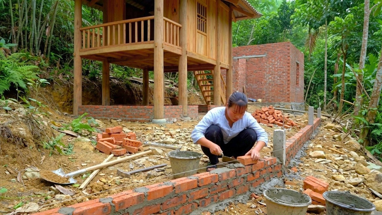 Building A Brick Fence Around The House To Prevent Soil Erosion, Building Gate Pillars For The Farm