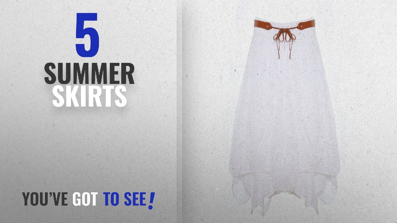 Top 10 Summer Skirts [2018]: Candy Clothing Made Ladies Hi Waisted Cotton Skirt Festival Belted Boho