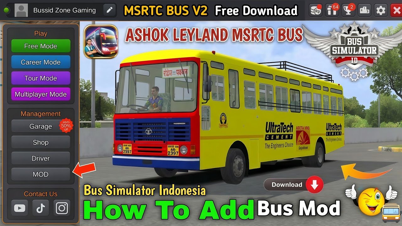 How To Download Tata MSRTC Bus Mod For BUSSID | &hearts;️Lalpari Mod Download For Bus simulator indonesia 