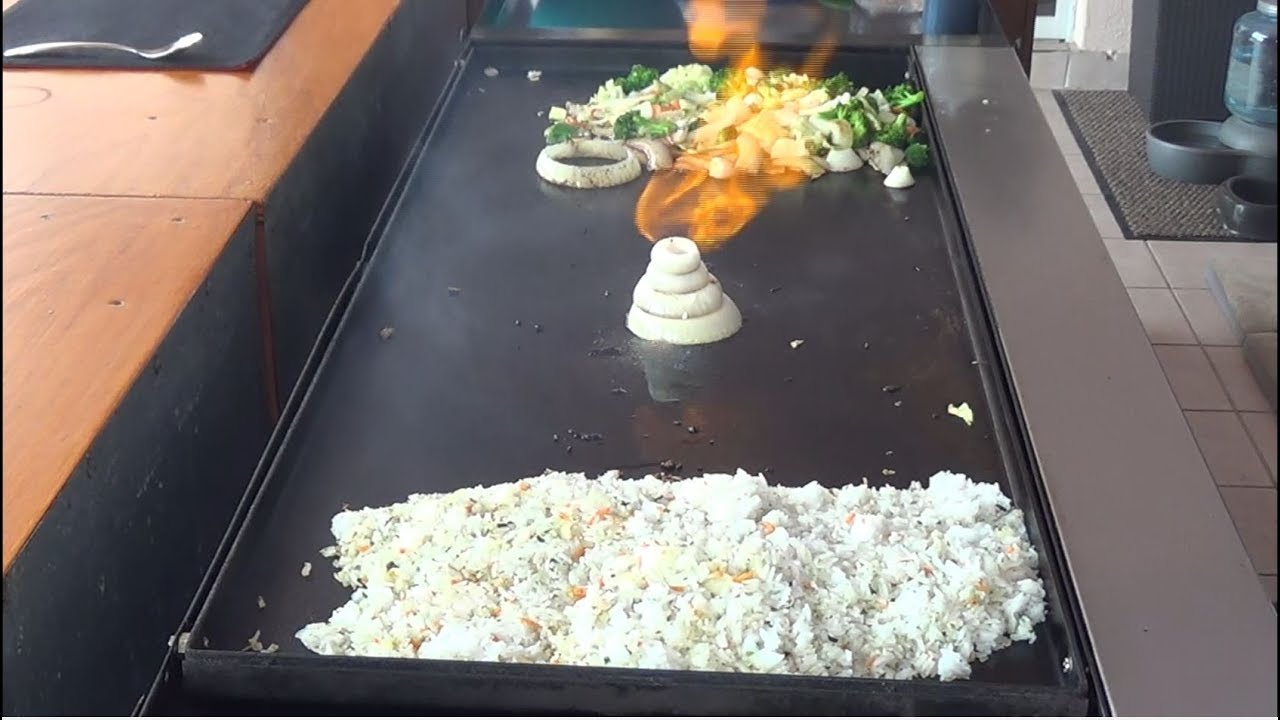 Hibachi Teppanyaki Griddle Top Cooking on a Outdoor Griddle Top