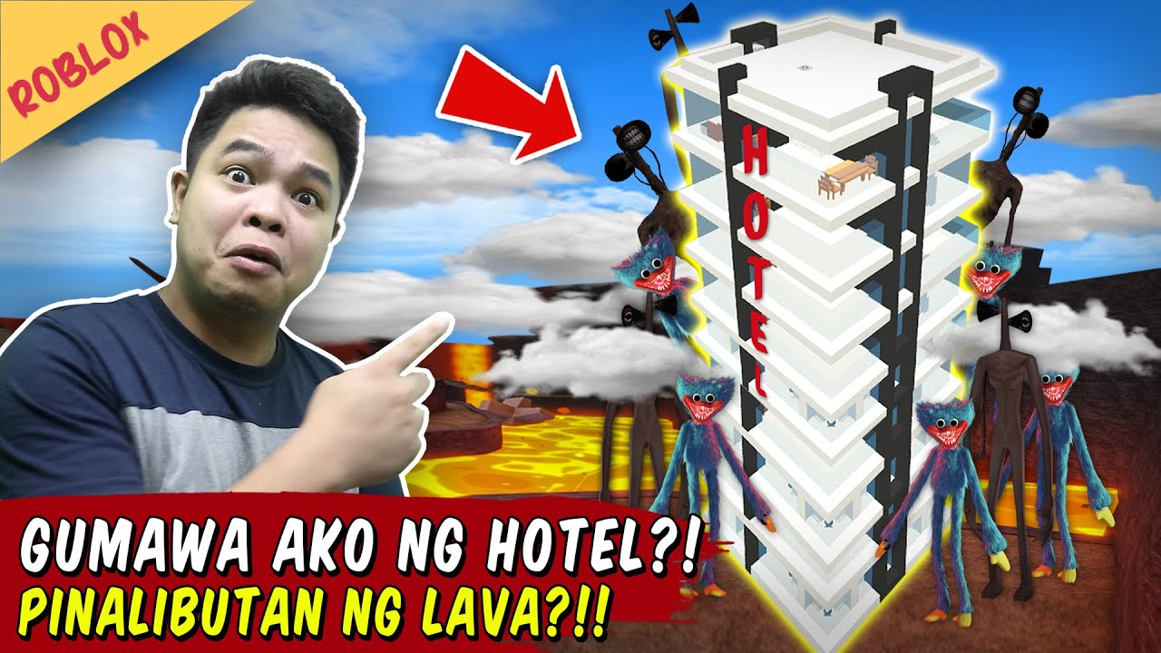 Gumawa Ako ng Abot Langit na Hotel Halimaw Pumasok! - Build To Survive Roblox