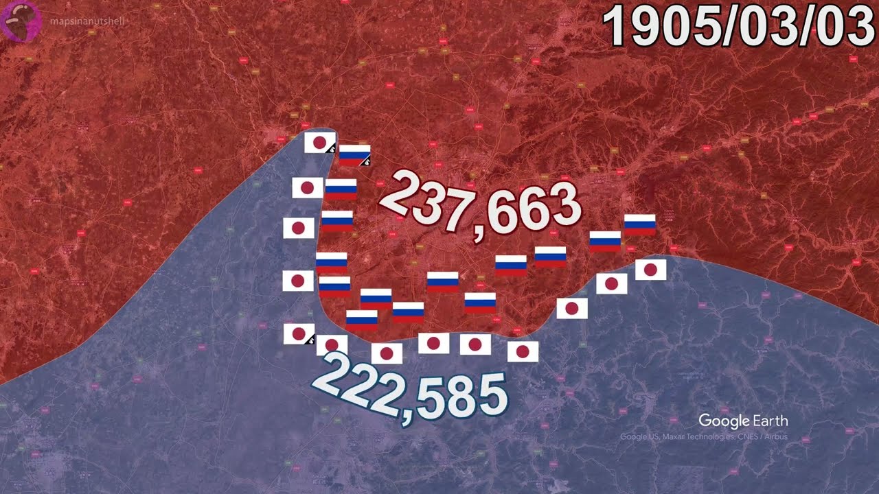 Battle of Mukden 1905 in 1 minute using Google Earth