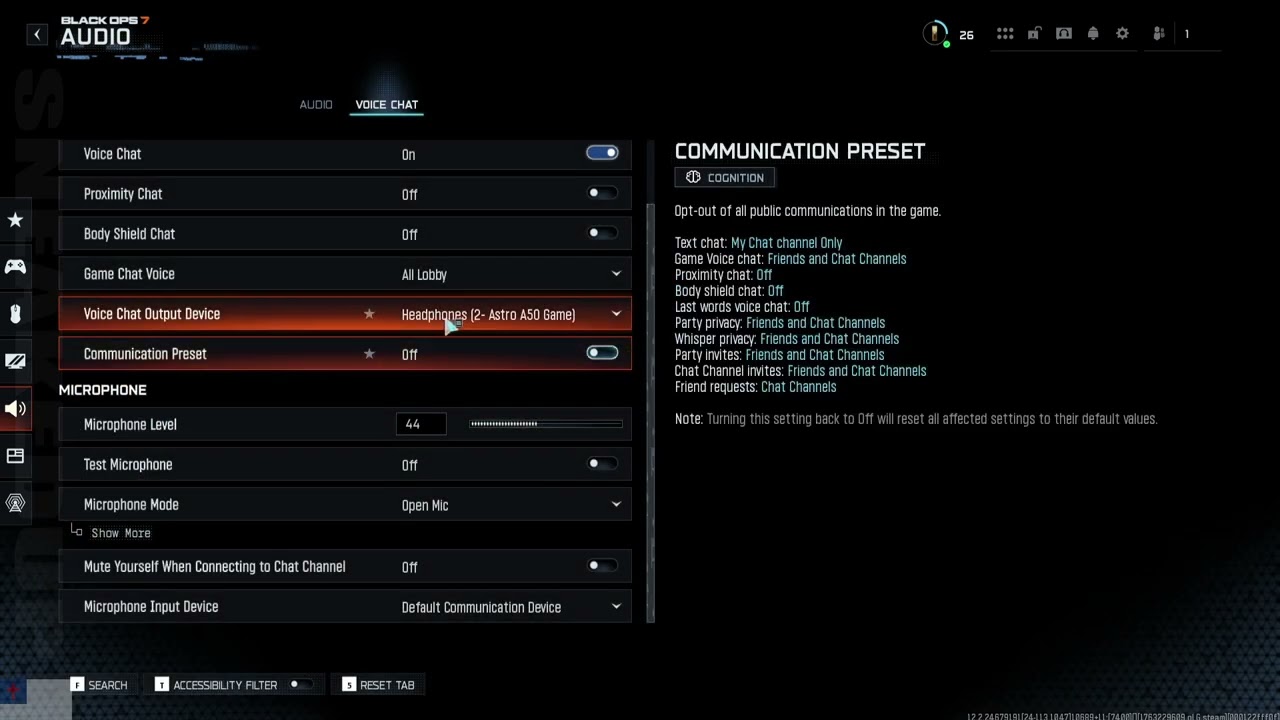 Black Ops 7 Chat Audio PC Settings