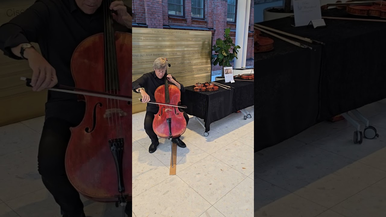 Mr. Lars-Inge Bjärlestam testing instrument no 447, cello made by Peter Westerlund