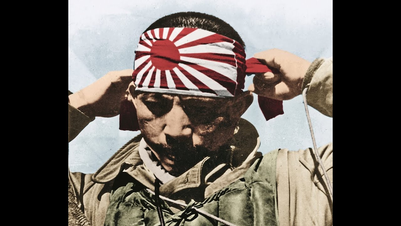 WW2 Kamikaze real footage with rising sun background music by kiyoshi Yoshida.