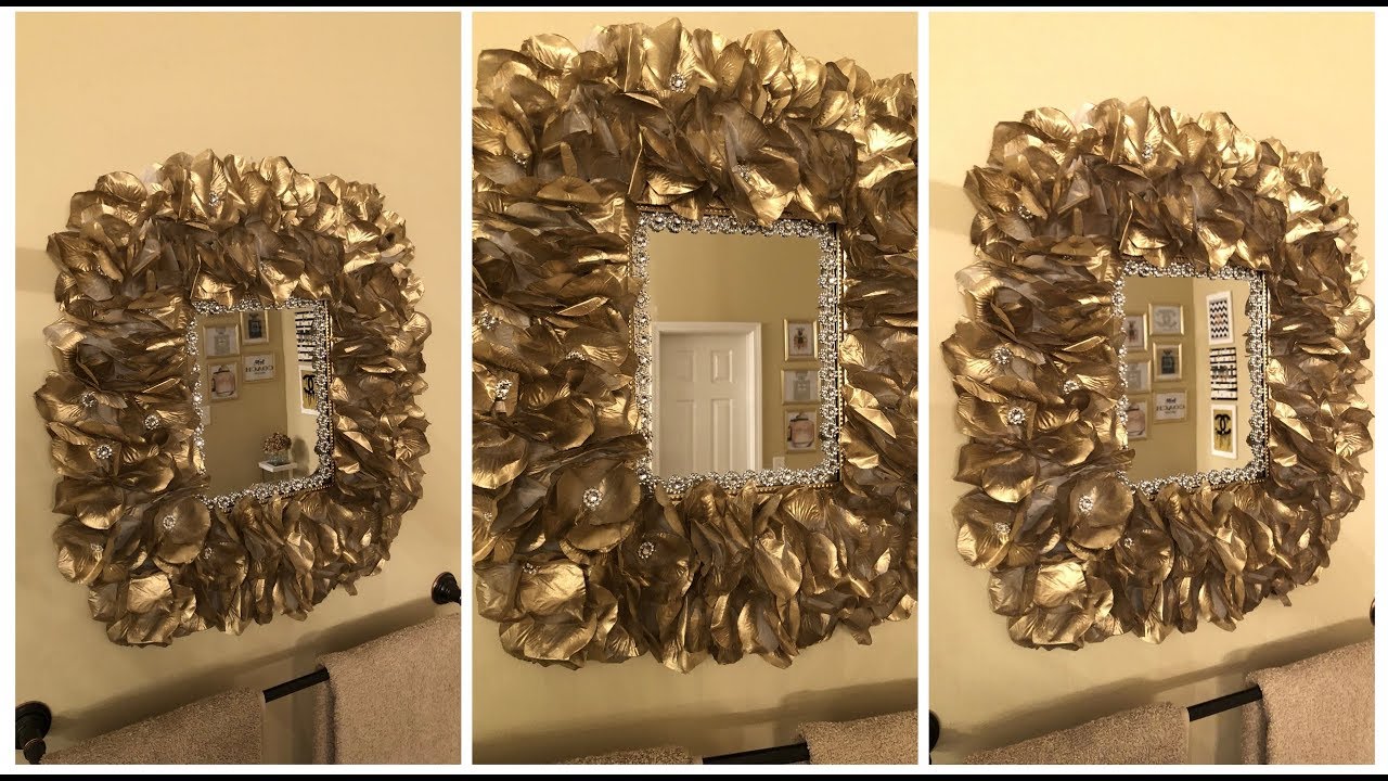Dollar Tree DIY || Gold Rose Petal Wall Mirror (Version #2)
