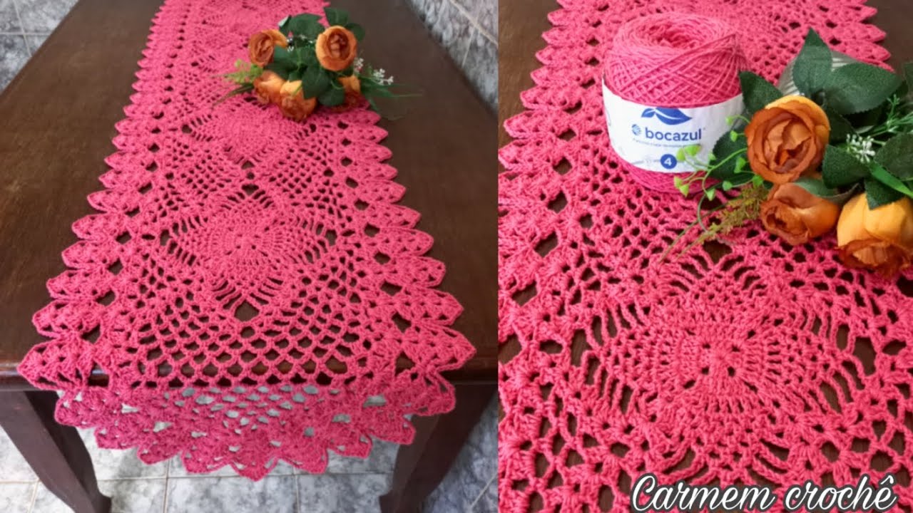 CAMINHO DE MESA LAURA EU ESTOU ENCANTADA COM O RESULTADO CROCHÊ  PASSO A PASSO COMPLETO