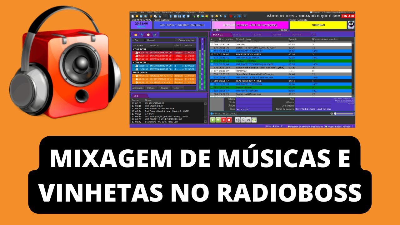 MIXAGEM  DE MÚSICA E VINHETAS NO RADIOBOSS