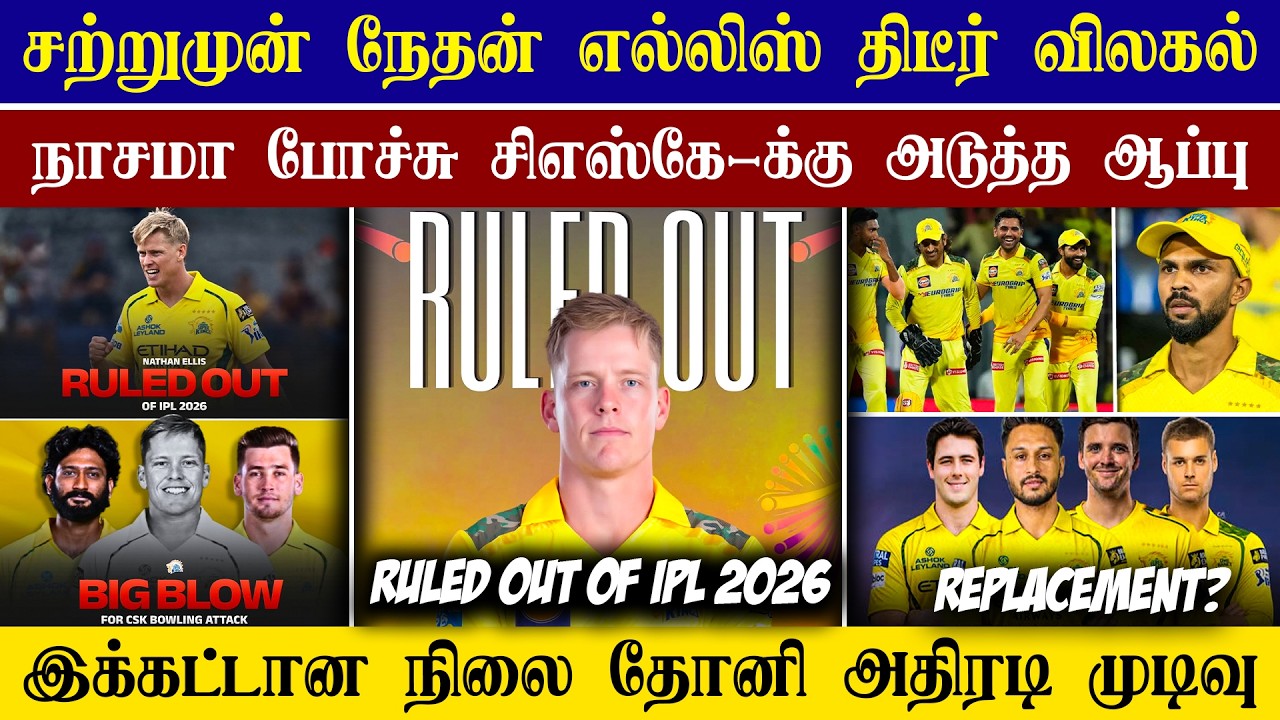 🔴LIVE : Big Trouble In CSK Bowling Unit😱| Nathan Ellis Ruled Out Of IPL 2026😢| CRICTIME |
