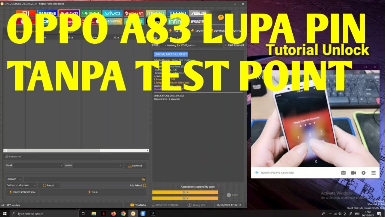 OPPO A83 LUPA PIN TANPA TEST POINT VIA UNLOCKTOOL#unlocktool #lupapola
