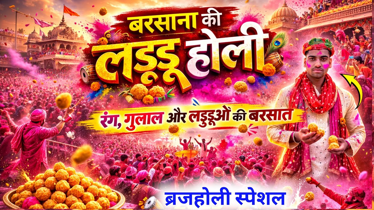 लड्डू होली बरसाना। #ladduholi #vrindavan #radharani #radheradhe 