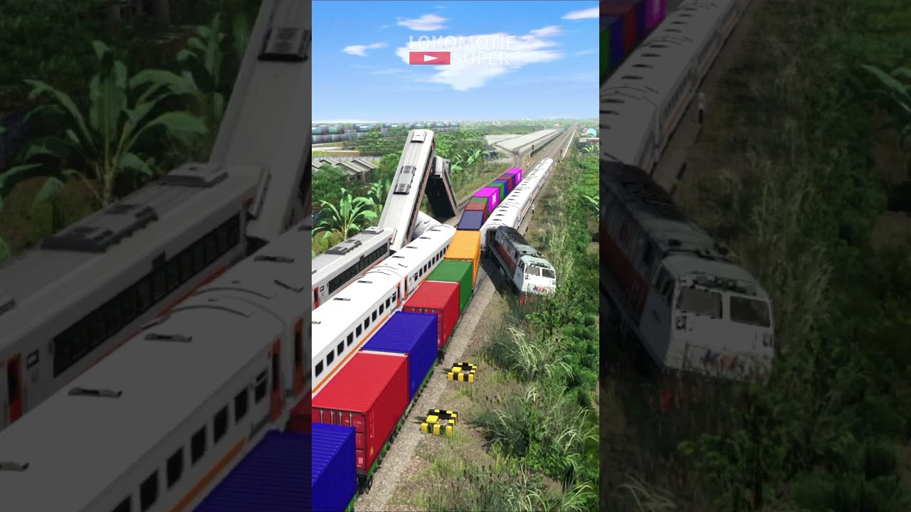 Kereta Api Panjang Saling Tabrakan Dan Anjlok #keretaapi #train #railway