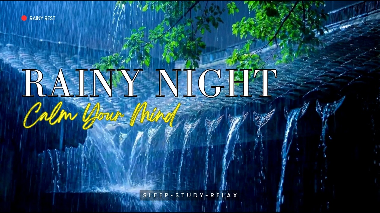 Heavy Rain on Roof at Night 🌙 Rain Sounds for Deep Sleep (1 Hour)