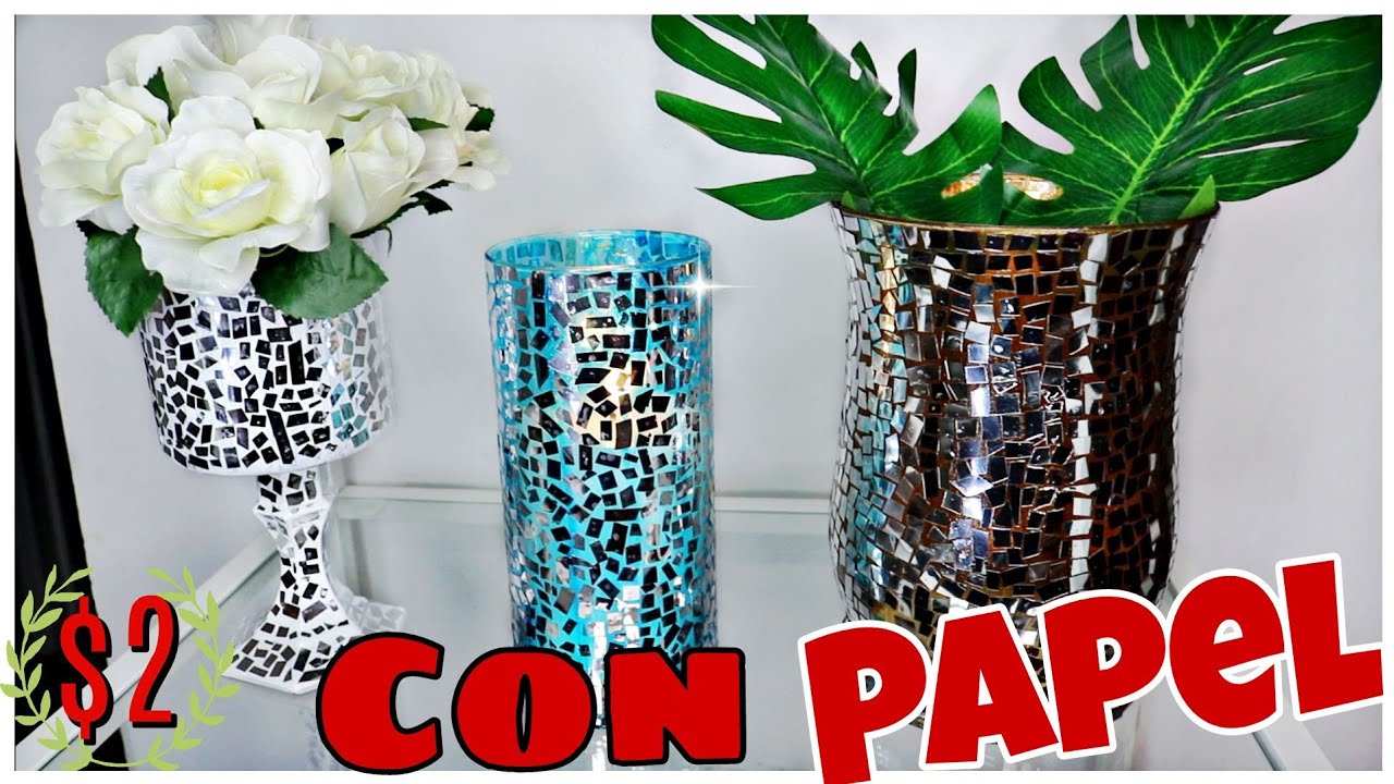 DIY Jarrones Decorativos de Vidrio y Espejo del dollar tree Candelabros GLAM