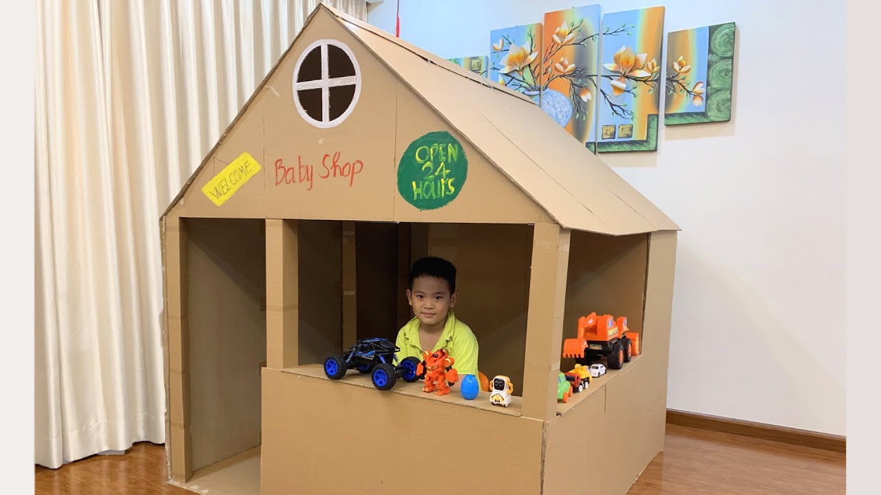 DIY | How To Make a Beautiful Cardboard House - CardBoard Playhouse for Kids | Papa & Baby MV