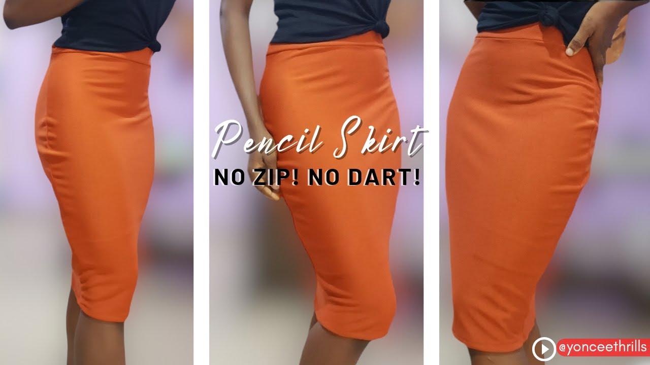Very Simple! CUT AND SEW PENCIL SKIRT with STRETCH FABRIC