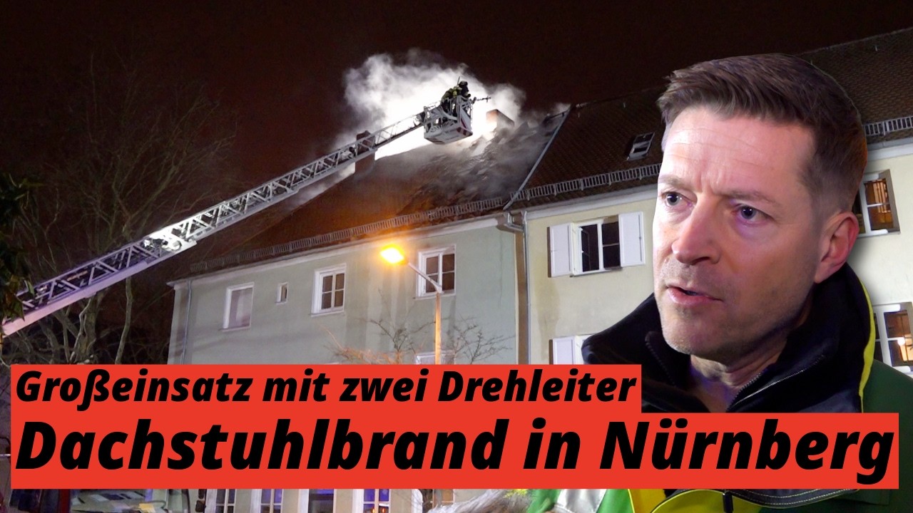 Dachstuhlbrand in Nürnberg – Großeinsatz am Samstagabend 14.02.2026