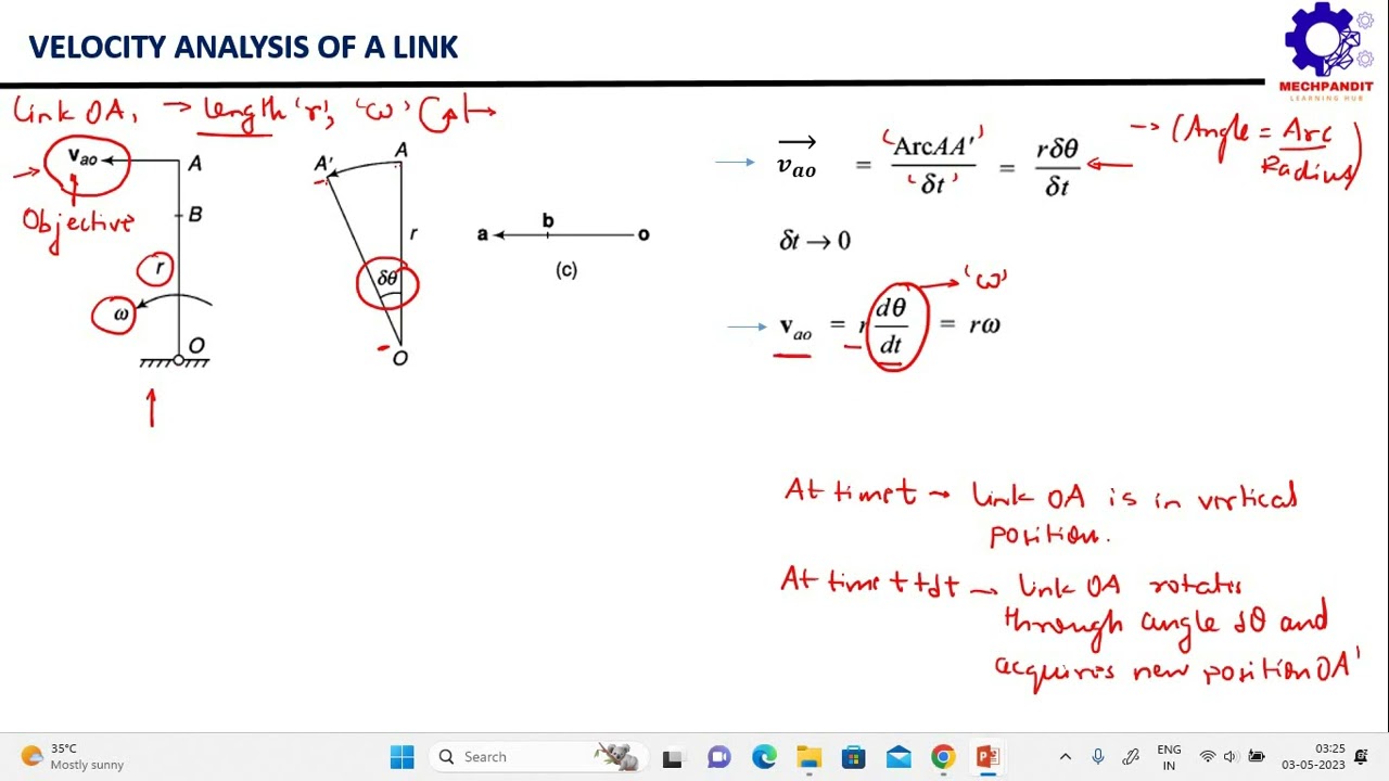 M2 2. Velocity Analysis of a Link | Graphical (Vector) Approach | Kinematics of Machines