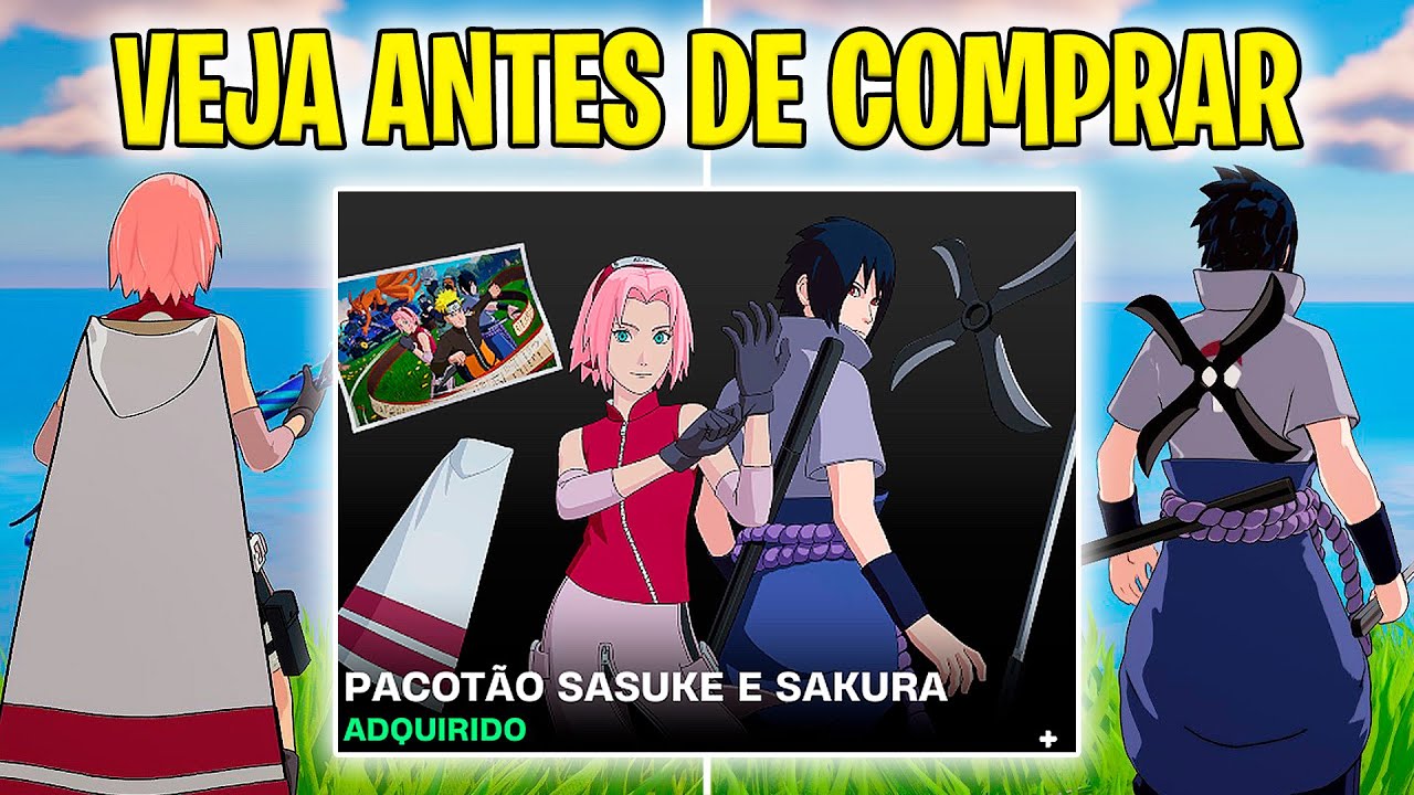 VEJA ANTES DE COMPRAR PACOTÃO SASUKE E SAKURA (SKIN SAKURA HARUNO, SASUKE UCHIHA) - Fortnite