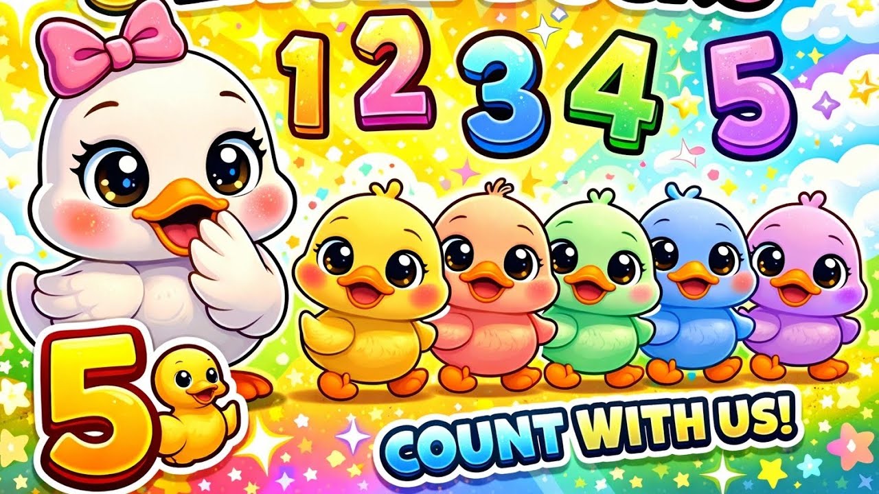 Five Little Ducks | Fun 3D Animated Counting Song for Kids 🎵 | Dance, Wiggle & Play!