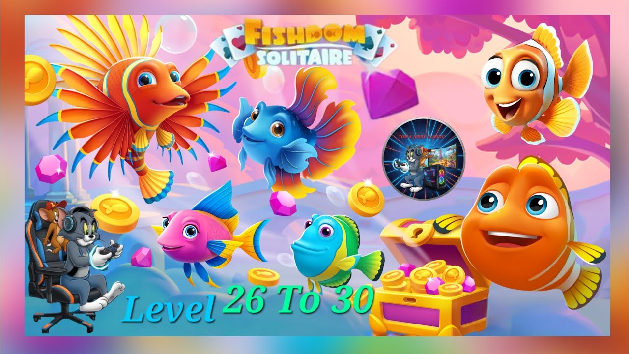 Fish Dom Solitaire | Game Play Level 26 To 30 | Tom&Jerry Gaming 🦈🦈 