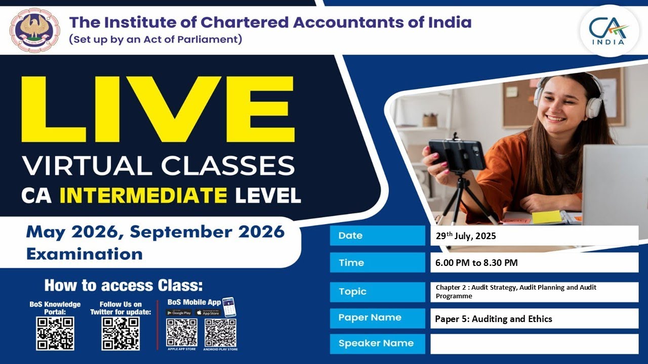 Intermediate Paper 5:AE | Topic: Ch2: Audit Strategy, Audit Planning &...| Session 2 | 29 July, 2025
