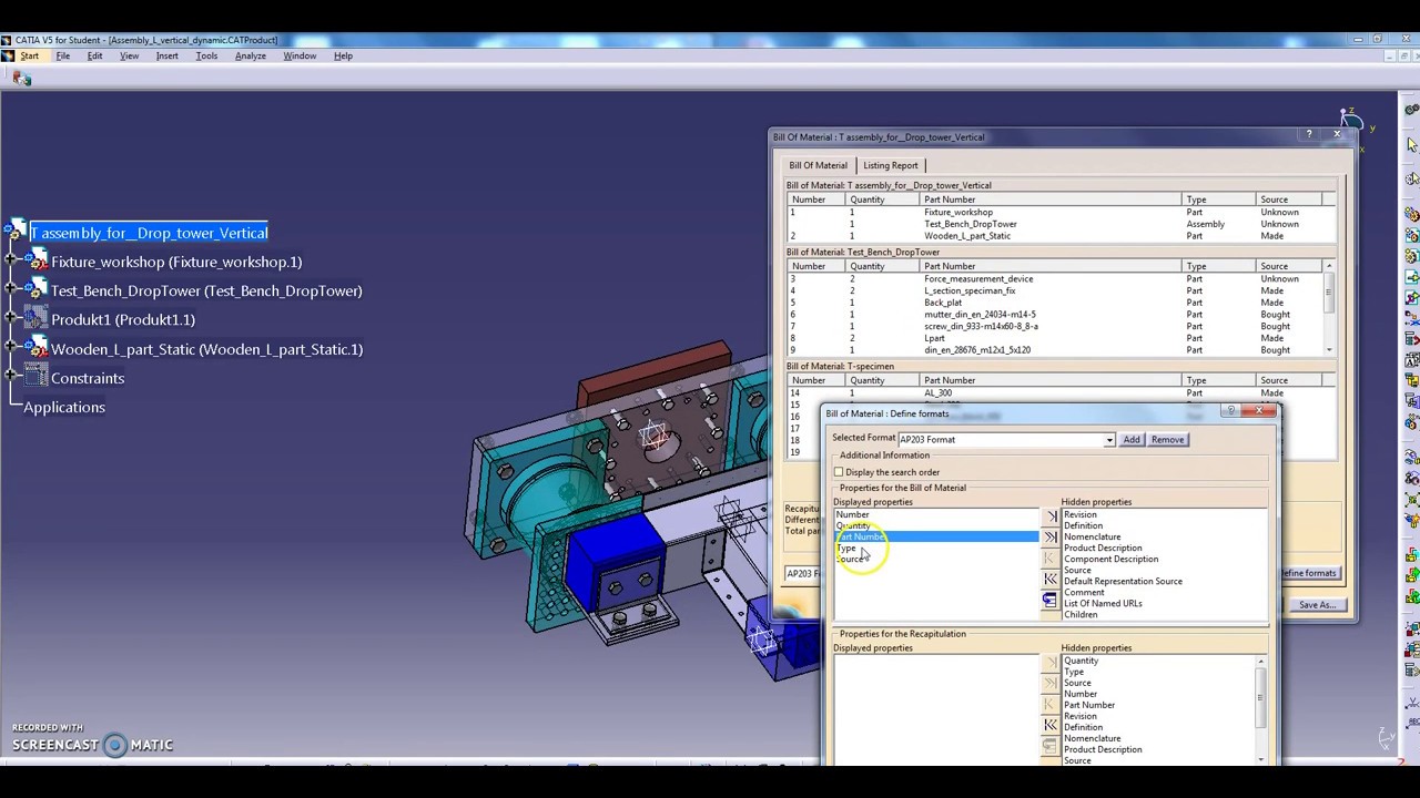 CATIA Bill of material in CATIA V5