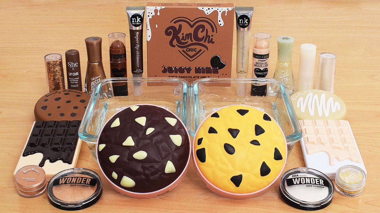 Chocolate vs Vanilla - Mixing Makeup Eyeshadow Into Slime ASMR