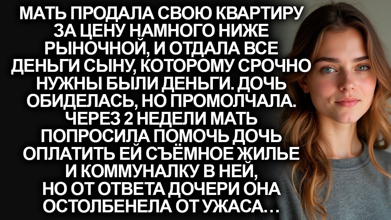 Мать продала свою квартиру за цену намного ниже рыночной, и отдала все деньги сыну, но когда дочь…