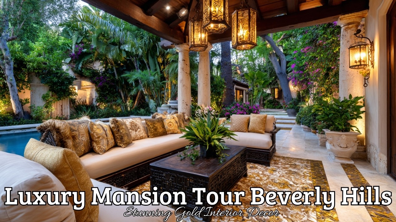 Luxury Mansion Tour Beverly Hills | Stunning Gold Interior Decor