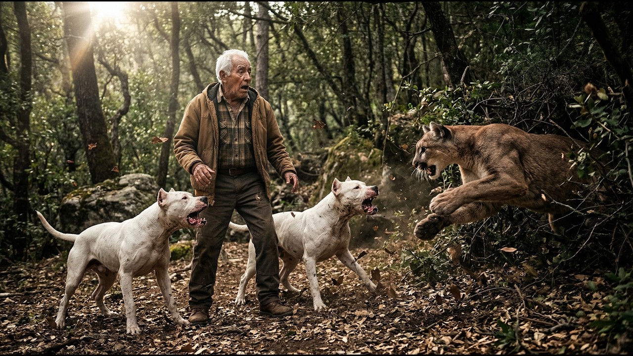 Un Anciano y Sus Dos Dogo Argentinos Fueron Emboscados por un Puma...