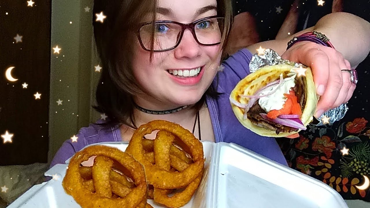 MUKBANG! LAMB GYRO 🇬🇷 & ONION RINGS!🇺🇸