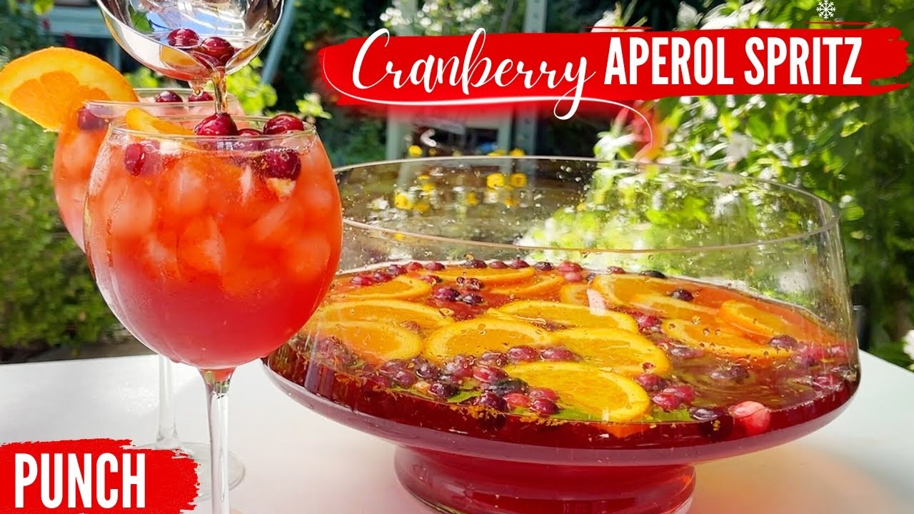 Cranberry Aperol Spritz | Large Batch Punch Cocktails | How To Make Recipe
