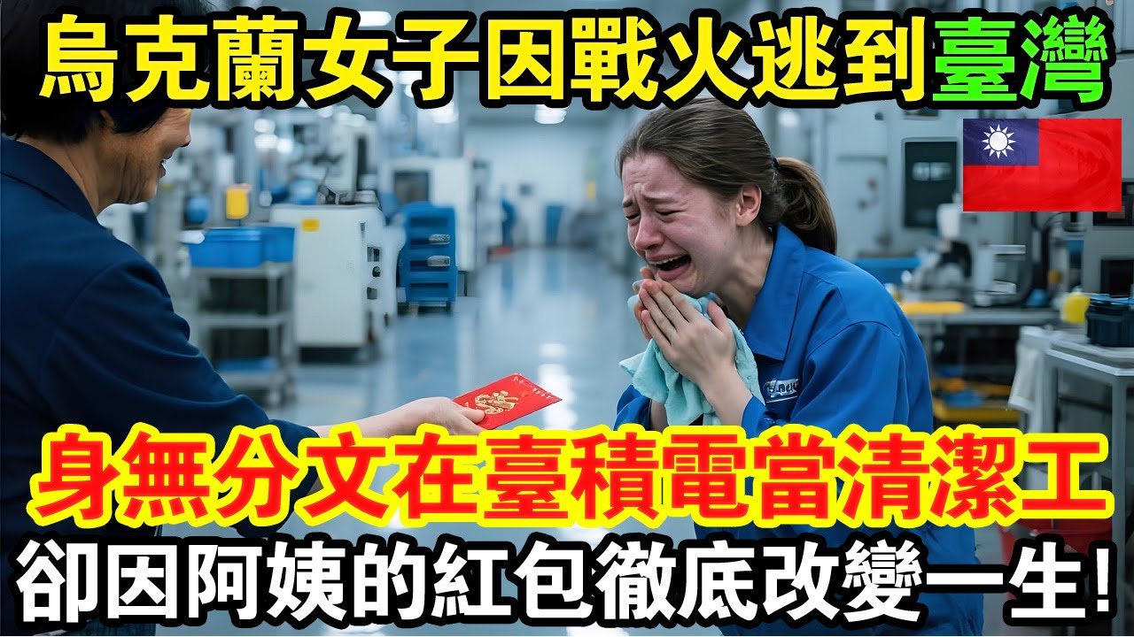 烏克蘭女子逃離基輔炮火，身無分文抵達台灣，在台積電當清潔工擦地板，每天凌晨5點起床，卻因為一位50多歲的清潔阿姨梅姨塞給她一個2000元紅包，徹底改變一生！😭❤️#taiwan #台灣 #台灣故事