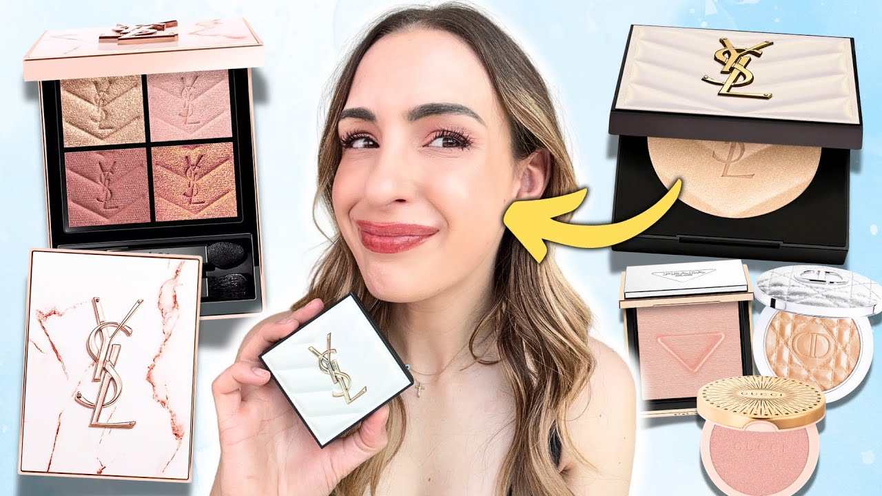NEW MAKEUP! 🤔 LUXURY HIGHLIGHTER COMPARISON | YSL Highlighter & Burning Desire Palette