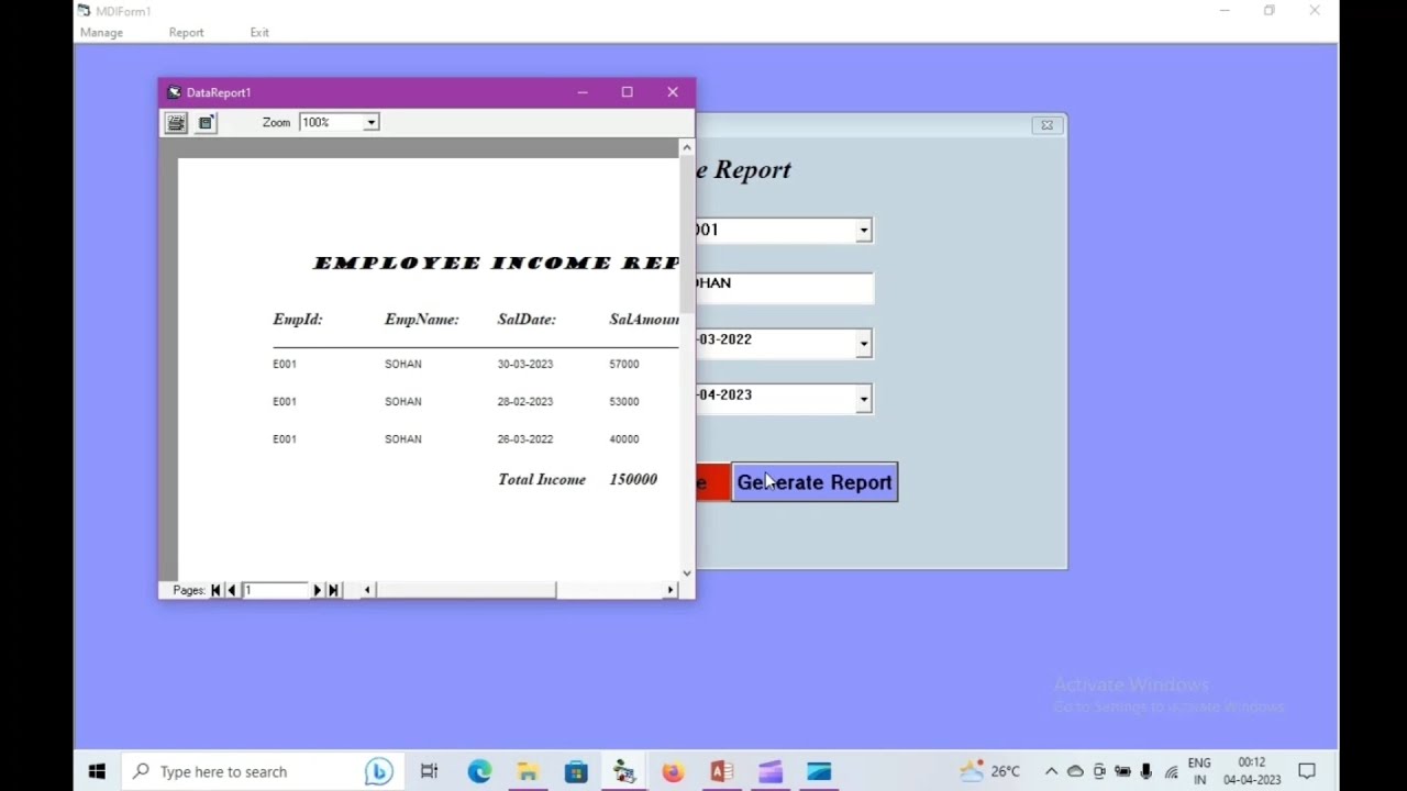 Data Environment, Parameter Passing in vb6.0 | function in vb 6.0 data report | data report in vb6.0